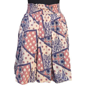 BURU Smocked Waist Flared Silhouette Pleated Skirt Size Large